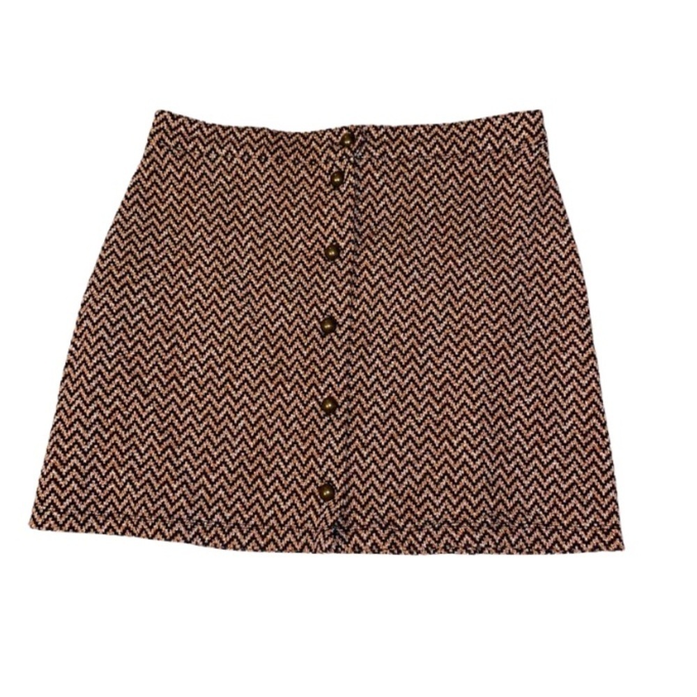 Forever 21 70s Style Retro Chevron Button Front Mini Skirt Size 25
